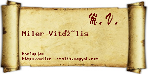 Miler Vitális névjegykártya